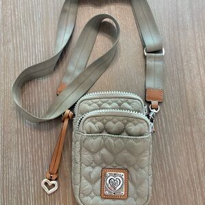 Brighton Quilted Heart Crossbody Bag in Taupe